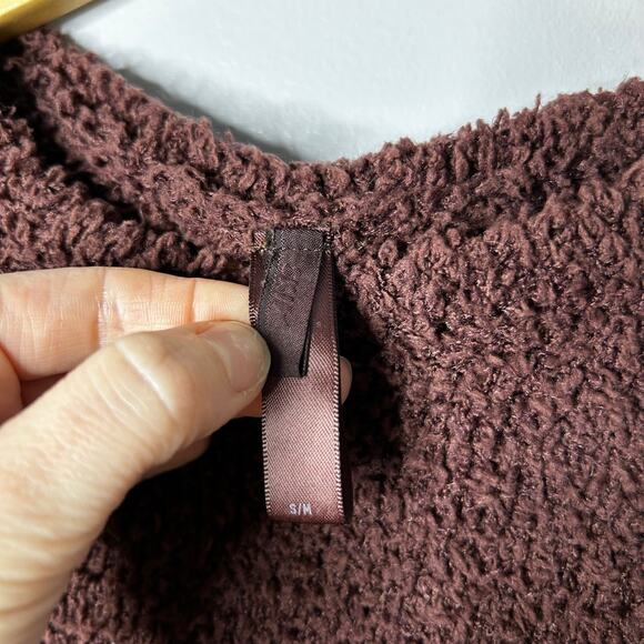 Skims Cozy Knit Pullover Womens Medium Mocha Brown Lounge Crewneck Teddie Soft - Picture 4 of 7